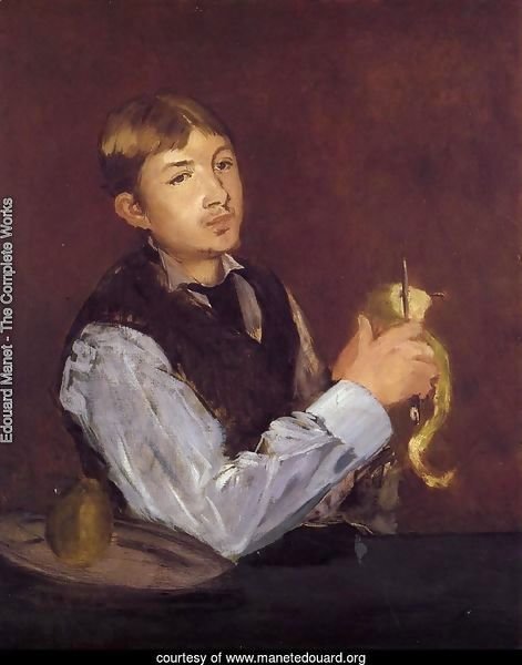 Young Man Peeling a Pear