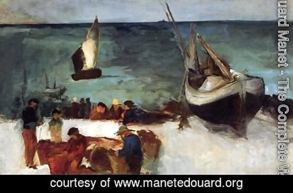 Edouard Manet - Berck Seascape: Fishing Boats and Fishermen