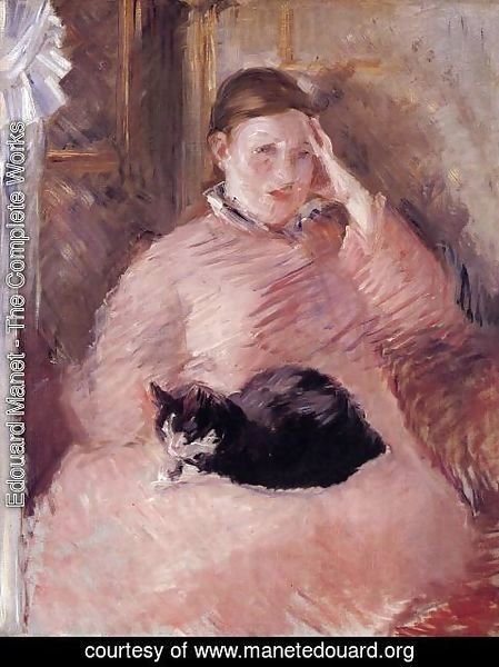 Edouard Manet - Woman with a Cat, Portrait of Madame Manet
