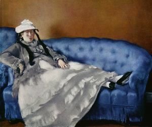 Edouard Manet - Portrait of the woman on a blue sofa