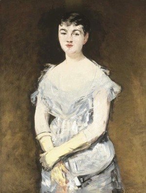Edouard Manet - Portrait de Mademoiselle Isabelle Lemonnier (Jeune femme en robe du bal)