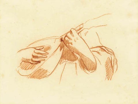 Etude de mains, joueuse de guitare