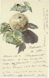 Lettre aA  Bracquemond (Une pomme entouree de ses feuilles)
