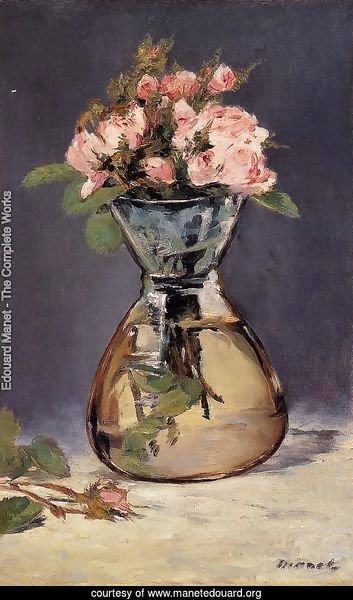 Moss Roses In A Vase