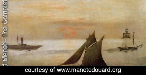 Edouard Manet - Boats at Sea, Sunset