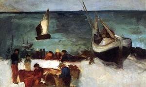 Edouard Manet - Berck Seascape: Fishing Boats and Fishermen