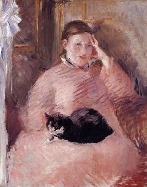 Edouard Manet - Woman with a Cat, Portrait of Madame Manet