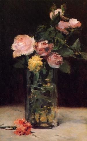 Edouard Manet - Roses in a Glass Vase