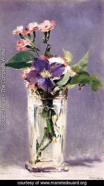 Edouard Manet - Pinks and Clematis in a Crystal Vase