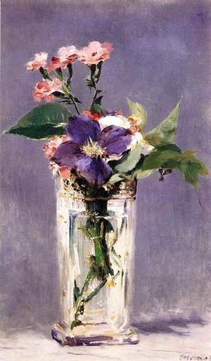 Edouard Manet - Pinks and Clematis in a Crystal Vase