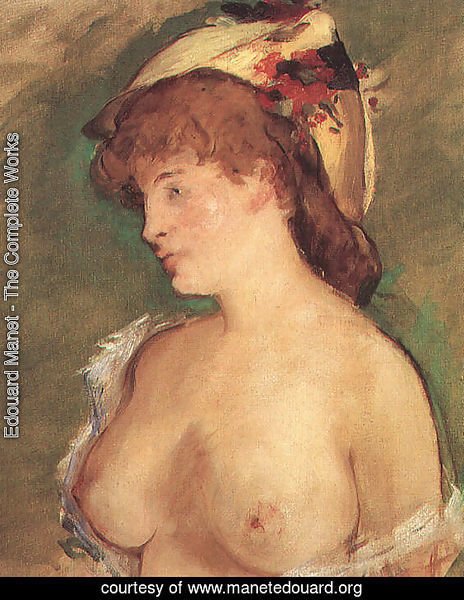 Blond Woman with Bare Breasts  1878