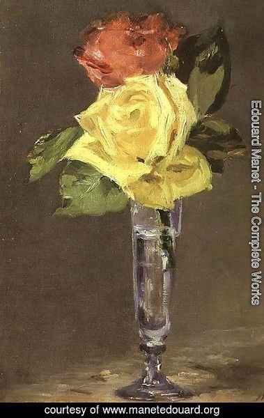 Edouard Manet - Roses in a Champagne Glass  1882